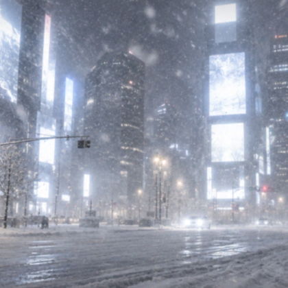 Snow City Night Winter Blizzard Cute NY Background