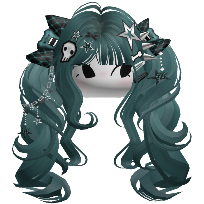♡ Scene Fluffy Gyaru Pigtails (Dark Teal)