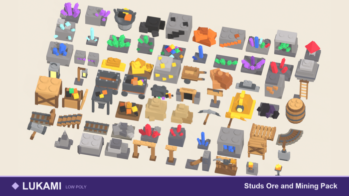 Studs Ore and Mining Pack x70 Blocky Crystals preview 1
