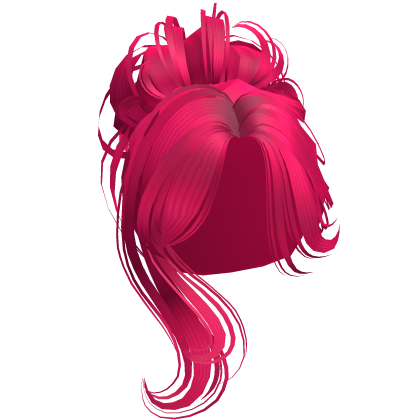 Hot Pink Messy Bun Hair with Long Bangs