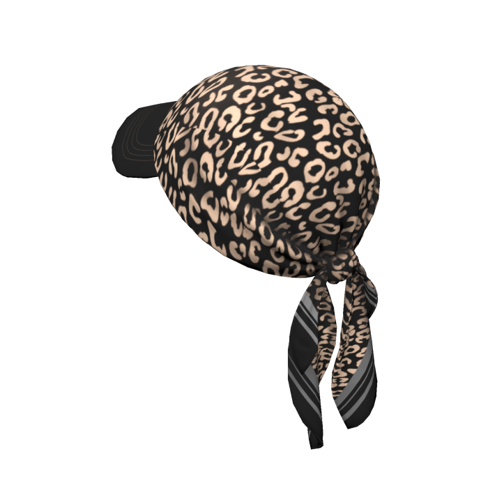 Leopard Scarf Cap (Cream)