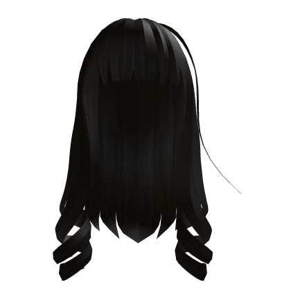 Long Hair with Soft Bangs & Curled Ends In Black Roblox item