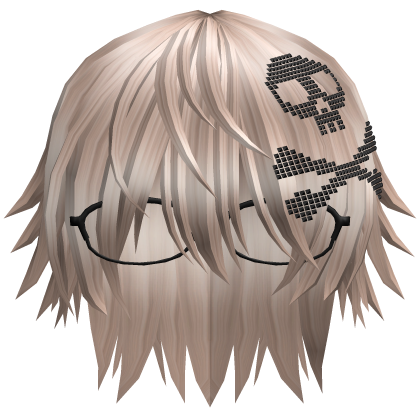 Emo Vkei Moe Boy Hair w Skull + Glasses Platinum