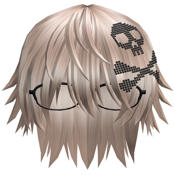 Emo Vkei Moe Boy Hair w Skull + Glasses Platinum