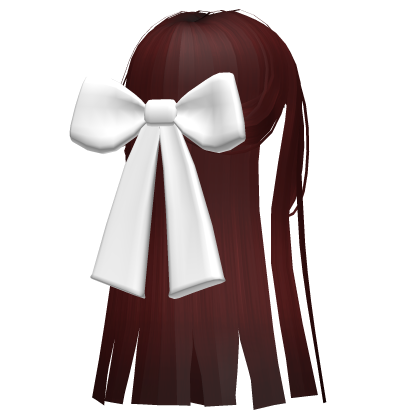 Straight Half up Hair w/ White Bow Red Roblox item