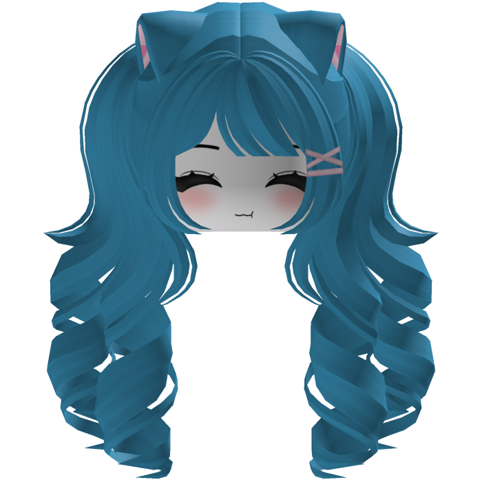 Cute hair emo Y2K cat-ear braids (Blue)