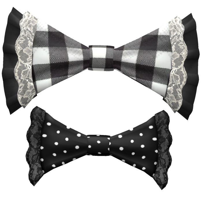 Ruffled black and white ribbon with lace trim 