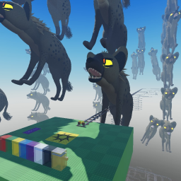 Cartride into MANY hyenas