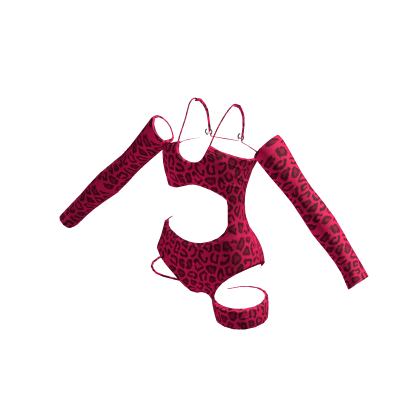 Y2K Cut Out Jumpsuit Pink Leopard