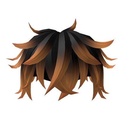 Orange black messy anime hair Roblox item