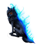 blue wolf with flames