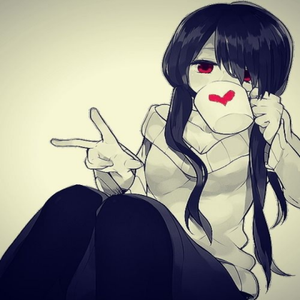 Anime girl with black hair and coffee! Roblox decal
