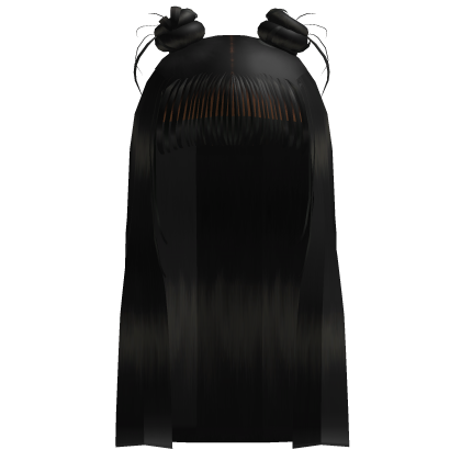 🍭Black⭐️ Long Double Bun w/ Bangs🎀