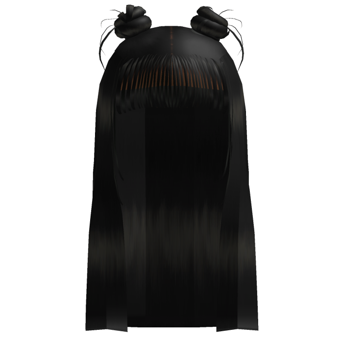 🍭Black⭐️ Long Double Bun w/ Bangs🎀