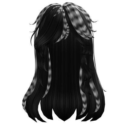 black with white raccoon hair scene y2k emo hair Roblox item