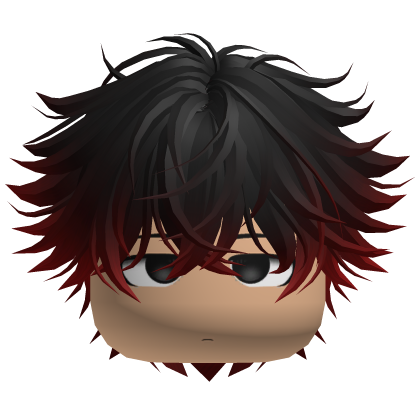 Serious Boy w Cute Hair (Black n Red) Roblox item