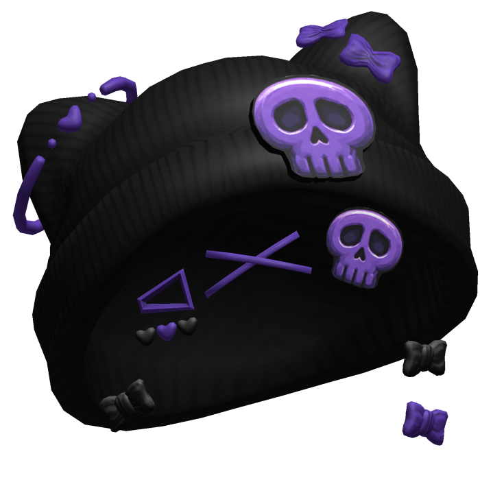 Cute Skull Kitty Beanie w/ Hairclips