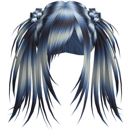 Pastel Blue Scene Emo Gyaru Spikey Messy Pigtails