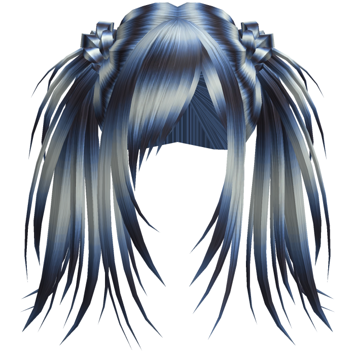 Pastel Blue Scene Emo Gyaru Spikey Messy Pigtails