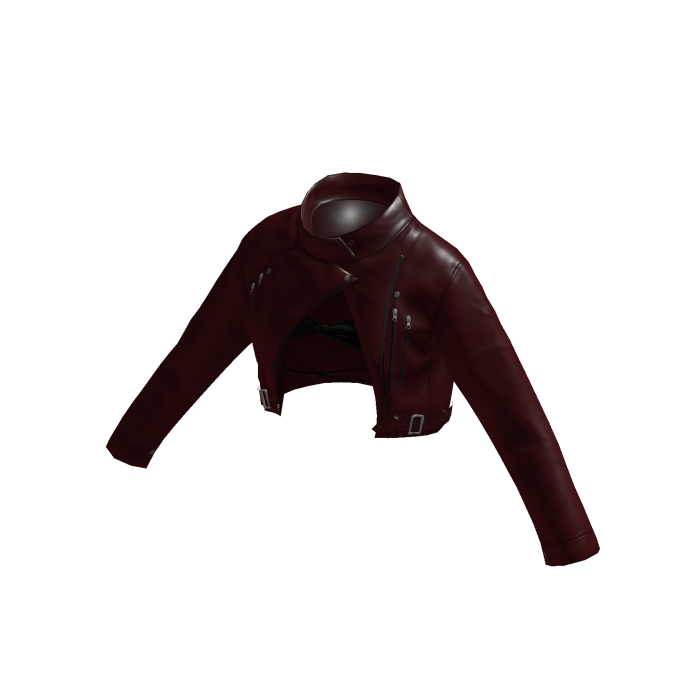 Ladies Red Crop Leather Biker Jacket with Bra