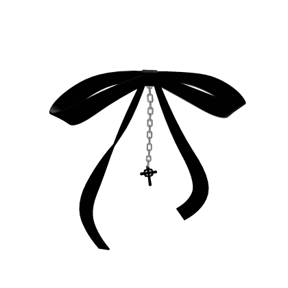Dainty Hair Bow w/ Cross Chain [Black] ♡ Roblox item