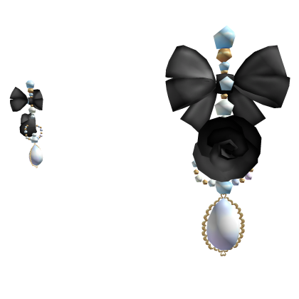 ✨ Rococo Coquette Black Bow w Pearls Earrings Roblox item
