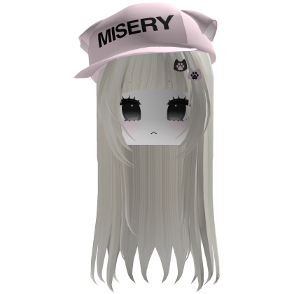 Kawaii Girl Gamer Blonde Hair w/ Pink Cat Cap Roblox item