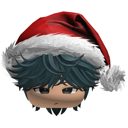 Messy Fluffy Black And Green Hair a Santa Hat Y2k Roblox item