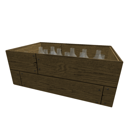 Wooden box filled with bottles