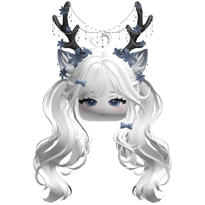 Ethereal Christmas Fairy Fawn Pigtails w/ Antlers