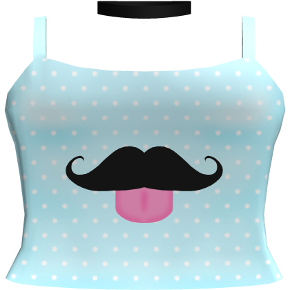 ♡ blue pastel goth polka dot bleh mustache top