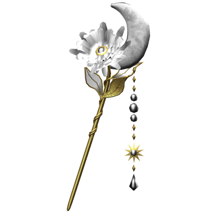 Flower & Moon Magical Staff In White & Gold Roblox item