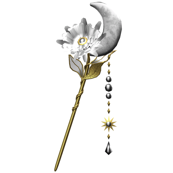 Flower & Moon Magical Staff In White & Gold