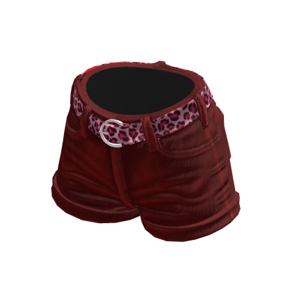 Red Shorts W/ Leopard Belt thumbnail