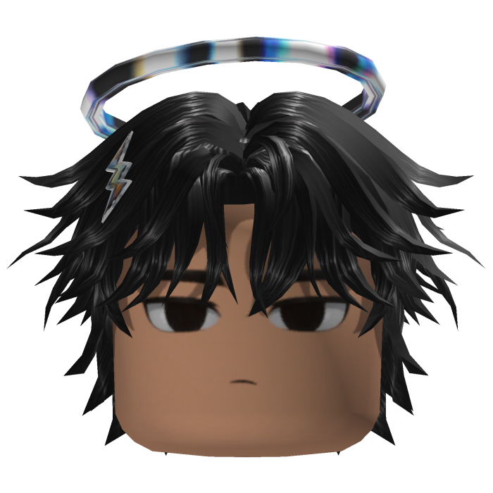 Spiky Anime Hair w/ Halo & Clips (Black)