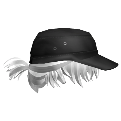 White Anime Ponytail Hair with Richard Hat  Roblox item