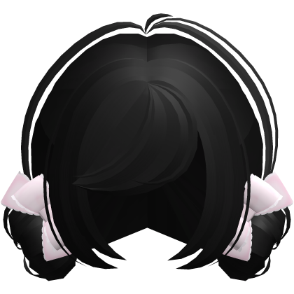 ♡⸝⸝ baby doll low messy buns w/ pink bows in black