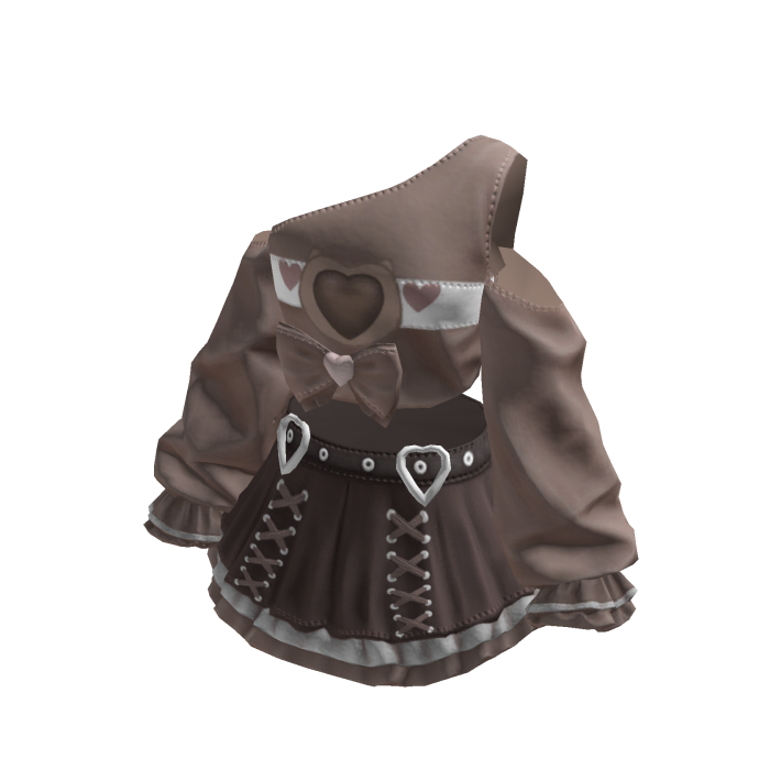 Brown Kawaii Bowdream Dollcore Shirt&Skirt
