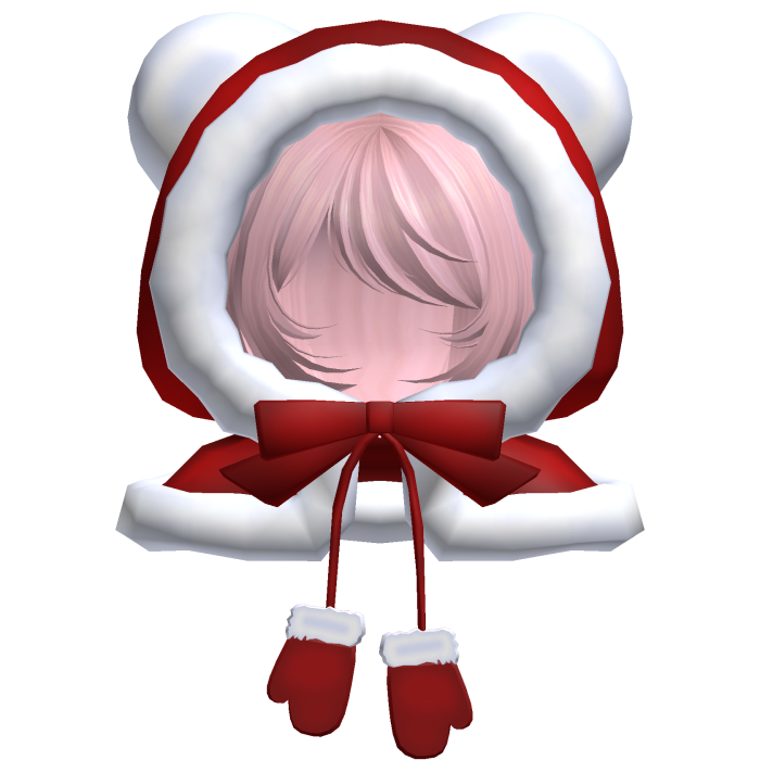 red christmas bear hood bob cut hair pink