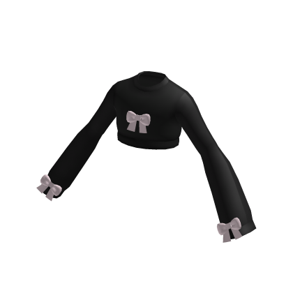 kawaii crop top with bows in black & pink thumbnail