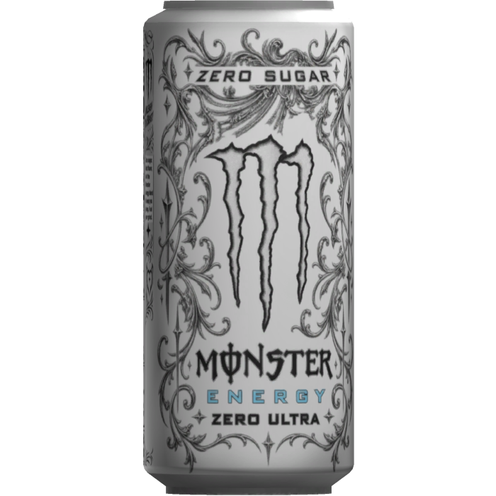 White Monster Can Energy Drink Face
