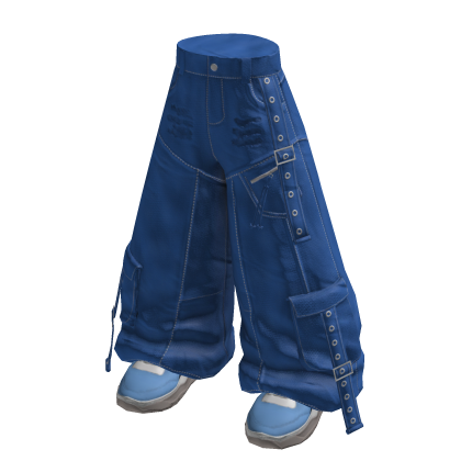 Strap Cargo Baggy Pants (blue)