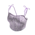 Bow Ribbon Purple Floral Cute Cropped Top