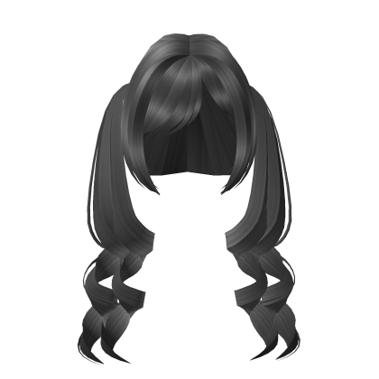 ♡ : long dark grey curly doll pigtails Roblox item