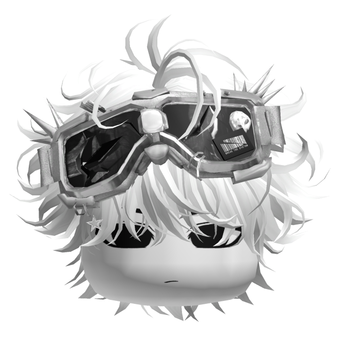 White Messy Emo Hair w/ Y2K Punk Goggles