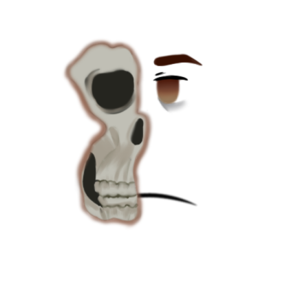 csom half skul brown and amber eyes with eyebags Roblox decal