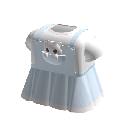 ♡꒰ blue denim kitty baby doll overall dress thumbnail