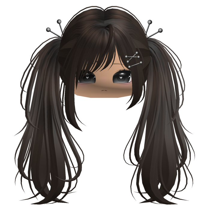 Brown Y2K Emo Punk Pigtails w/ Pins