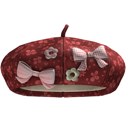 Igari Bow Beret (Red Flowers) Roblox item