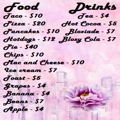 Leilah's Bloxburg Menu - PINK - Roblox decal